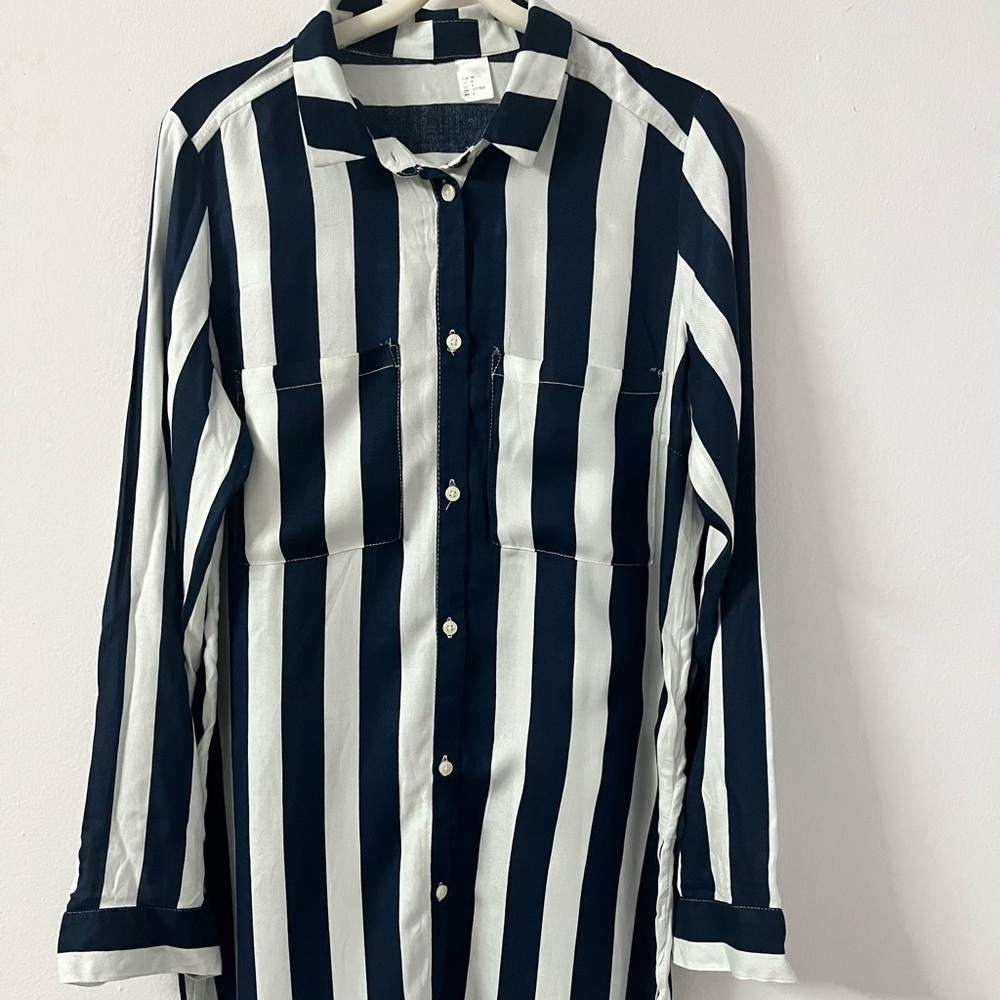 Blue and white straps dress /long shirt Free size - Picture 3 of 7
